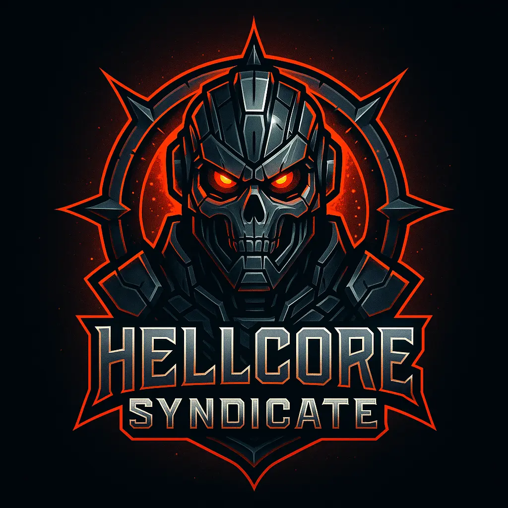 Skull-based gaming logo template with cyberpunk glow