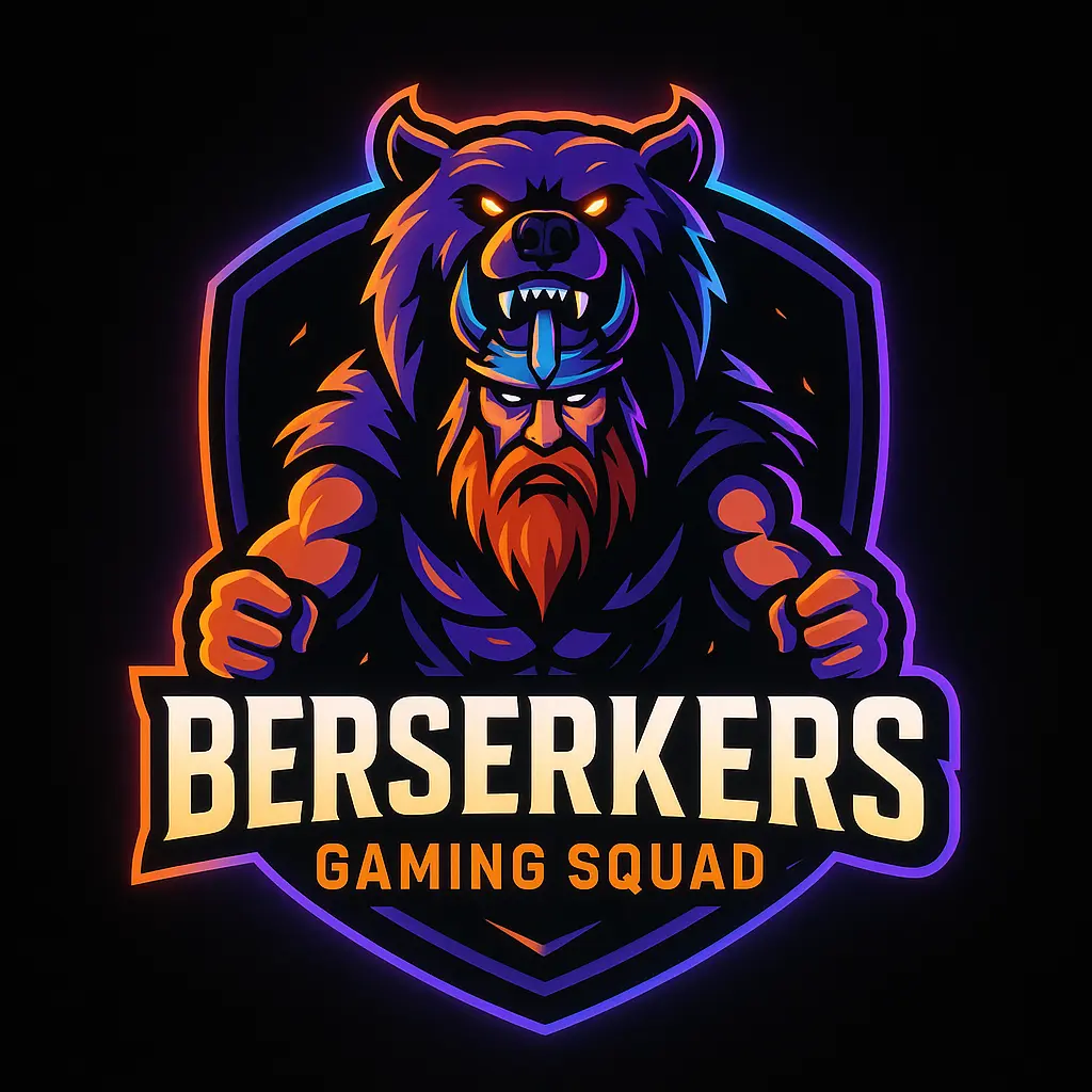 Viking warrior gaming logo template with bear hood