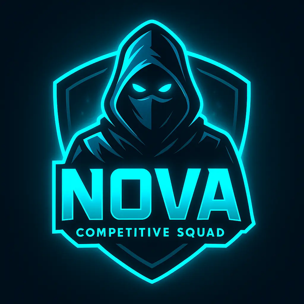 Futuristic gaming logo template with glowing masked figure