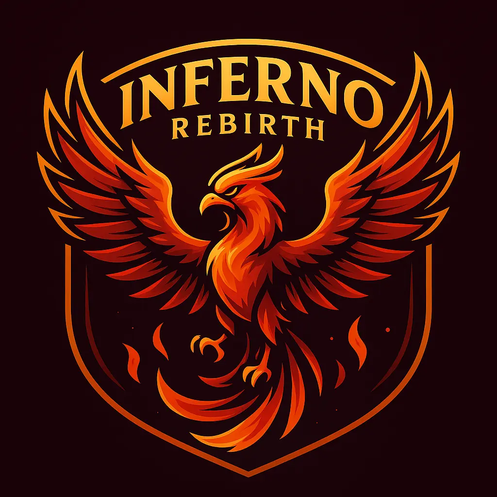 Fiery phoenix gaming logo template in bold vector style