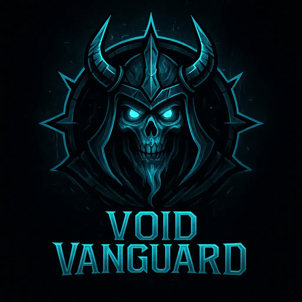 Skull warrior gaming logo template with glowing cyan effects