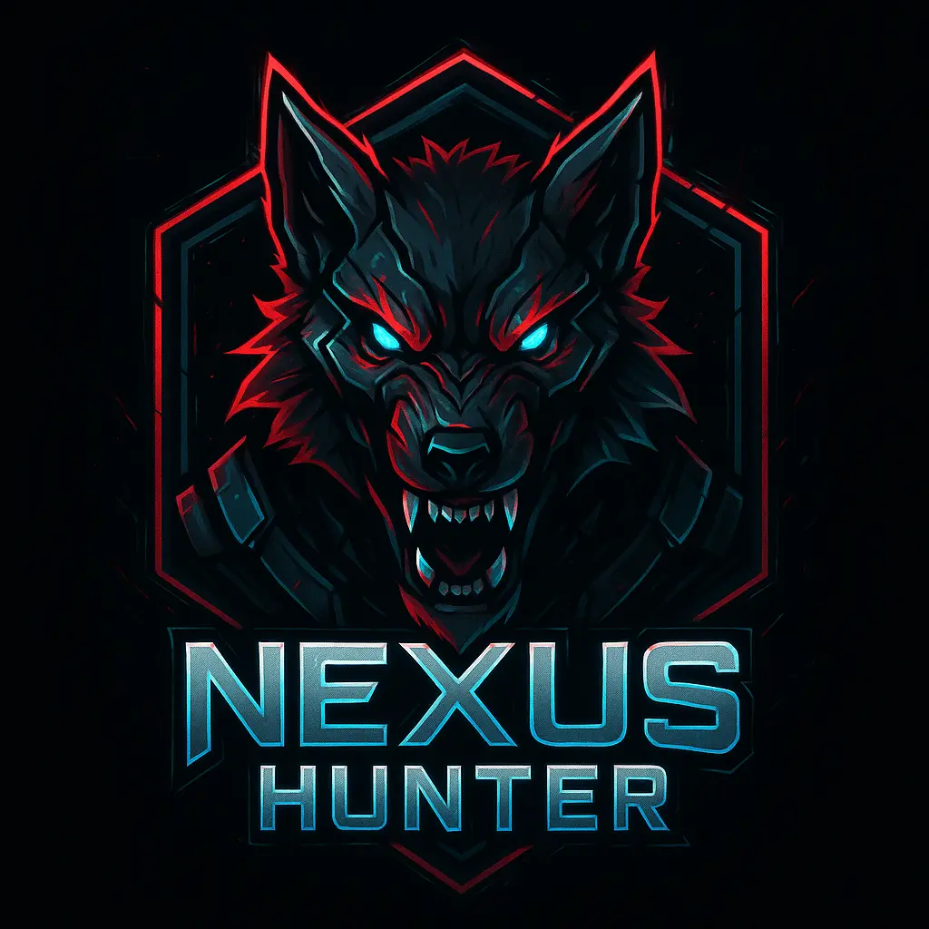 Cyber wolf gaming logo template with neon effects