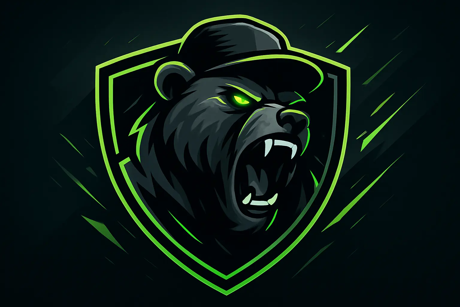 Neon gaming logo template with controller and bold text