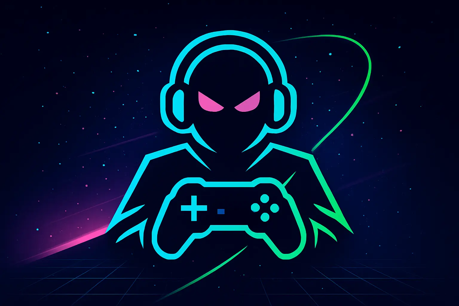 Gaming logo template with masked ninja and electric blue theme