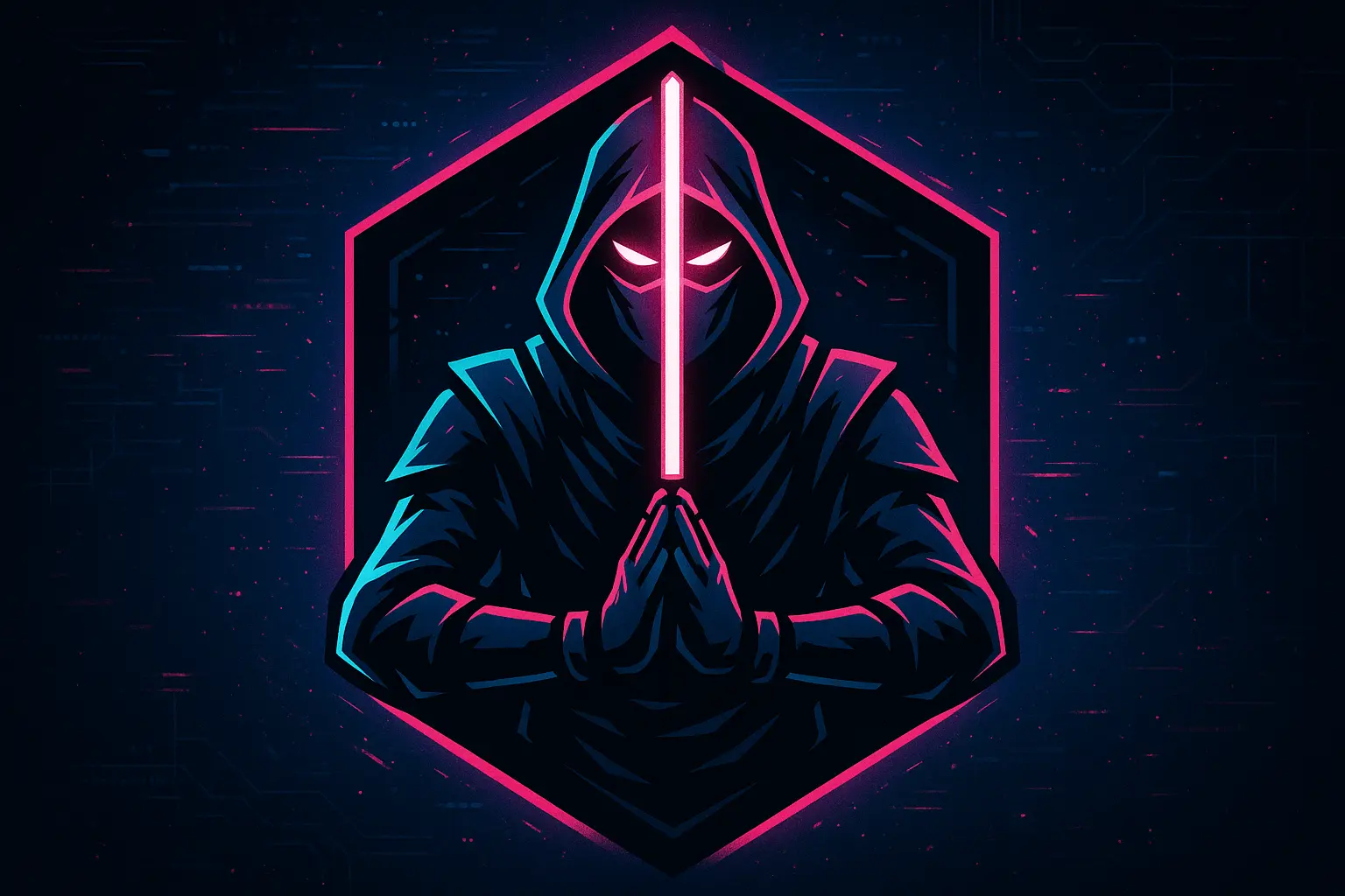 cyberpunk gaming logo template with robotic panther head