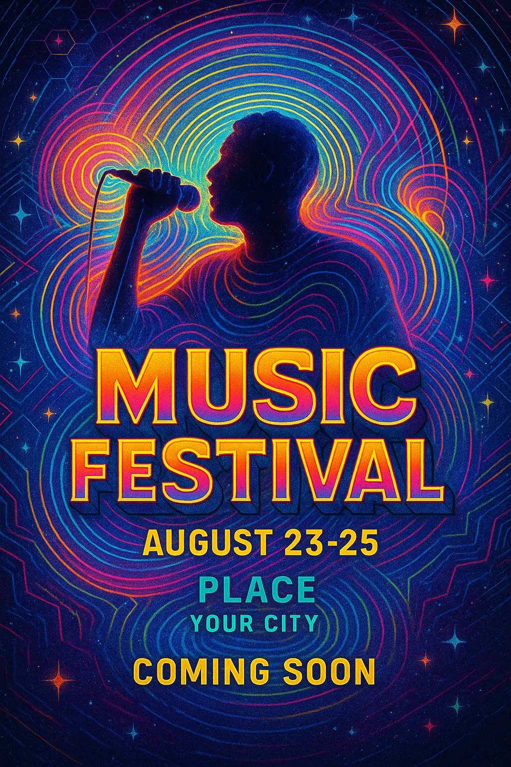 Colorful flyer template for a music festival with abstract design