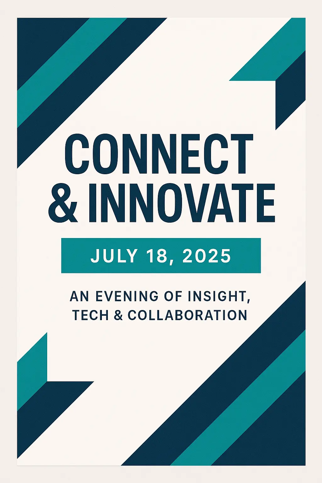 Modern tech networking flyer template with angular teal and navy accents