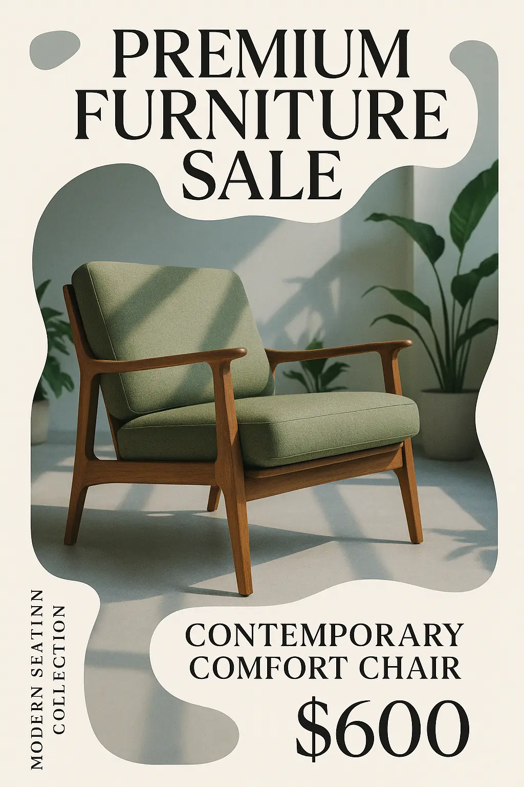 Minimalist flyer template for modern chair sale