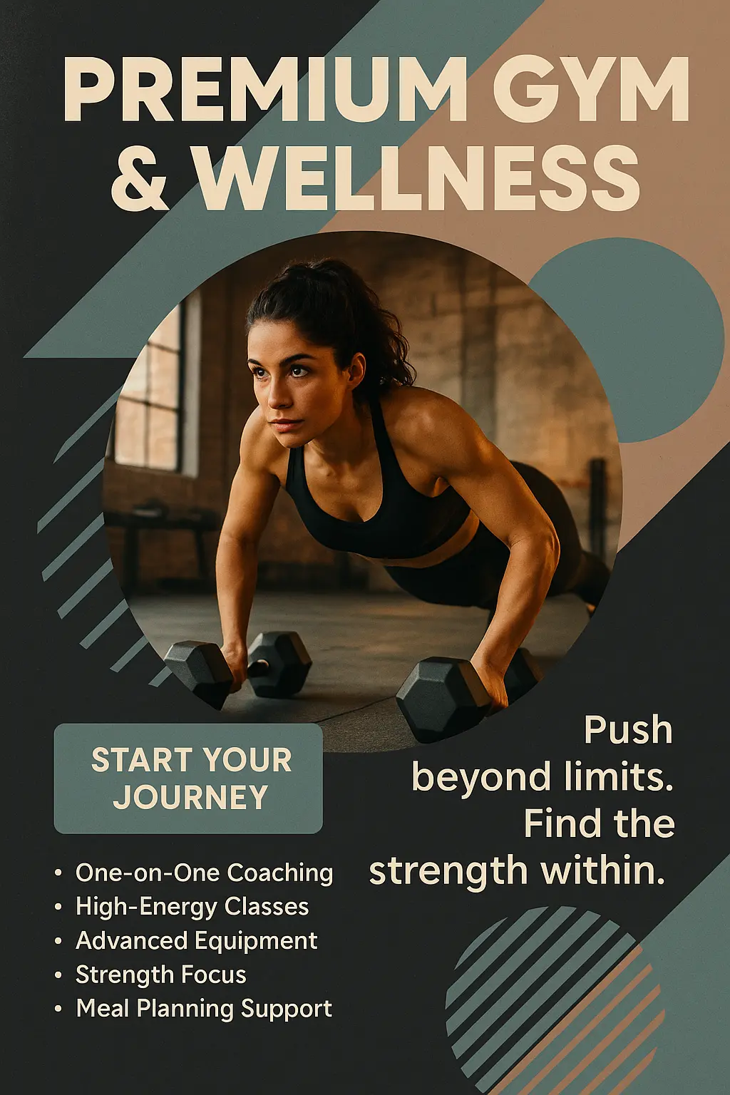 Modern gym flyer template with strong fitness visuals
