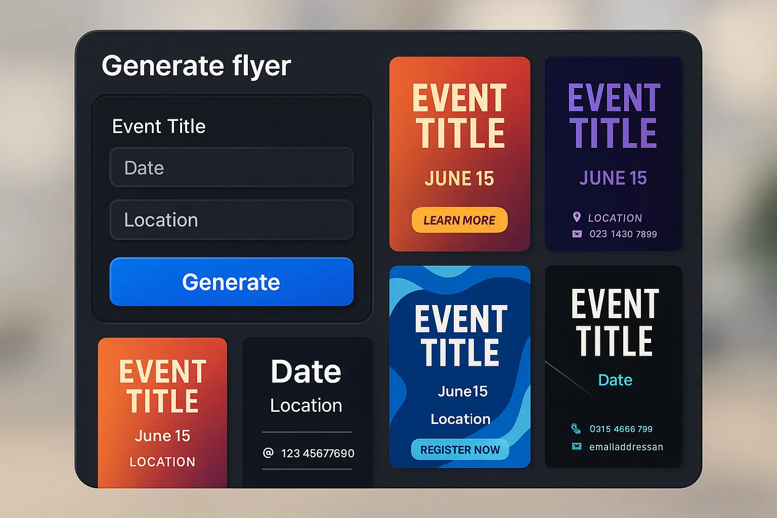 Urban music flyer template with DJ and neon glow