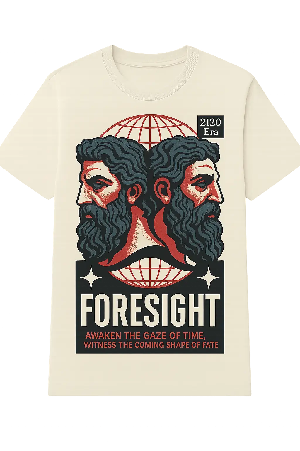 Futuristic bust graphic t-shirt template with bold typography