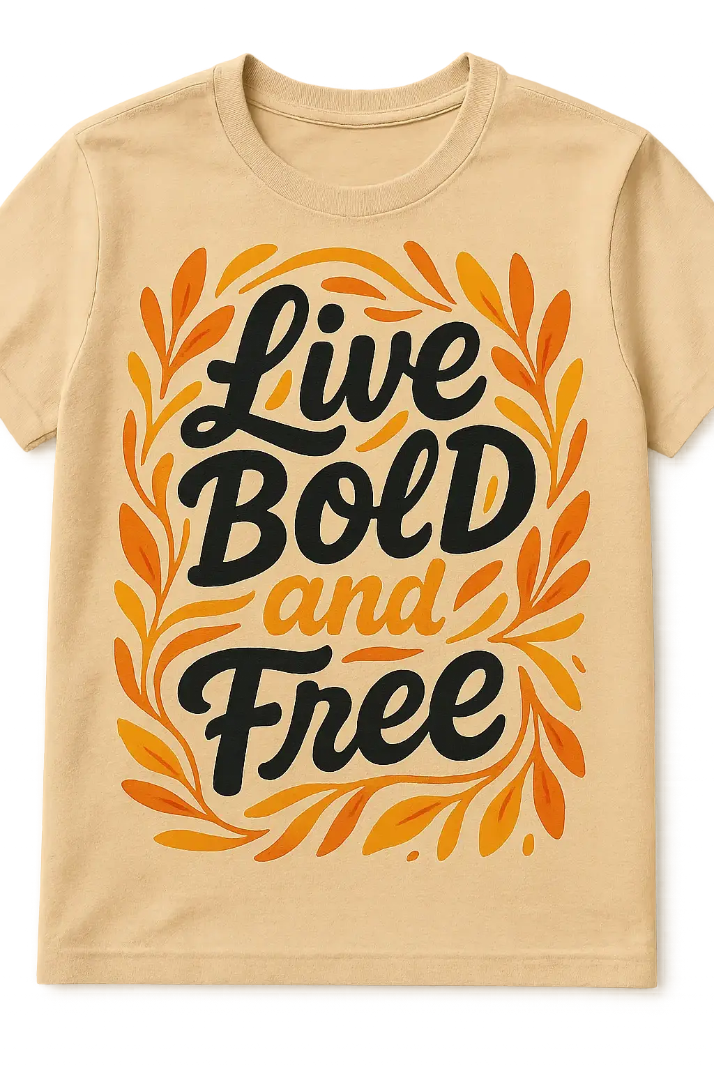 Live Bold and Free t-shirt template with hand-lettered design
