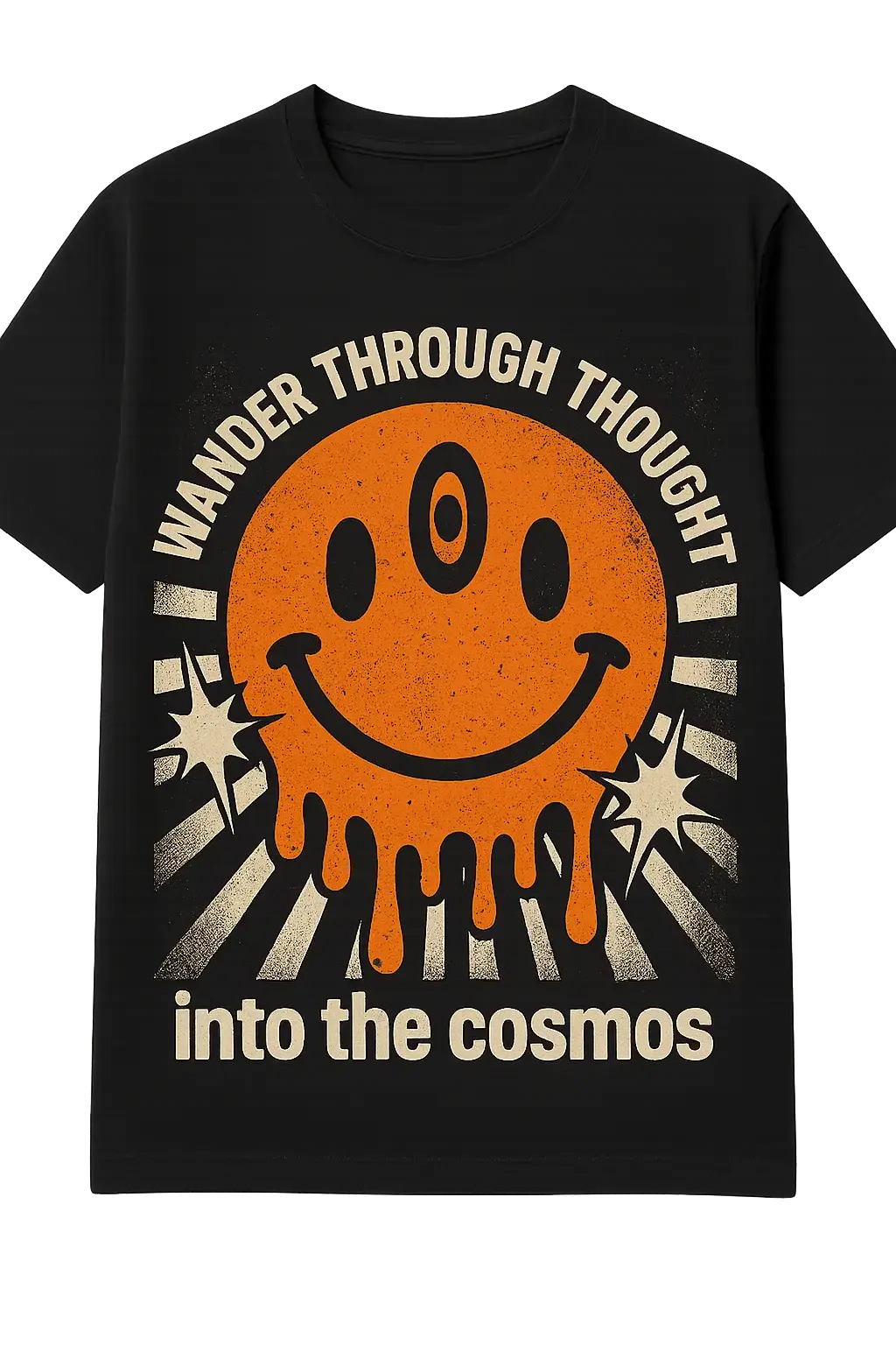 Surreal smiley face t-shirt template with bold pop art style