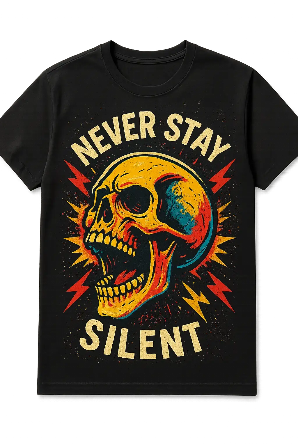 edgy skull design t-shirt template with bold pop art
