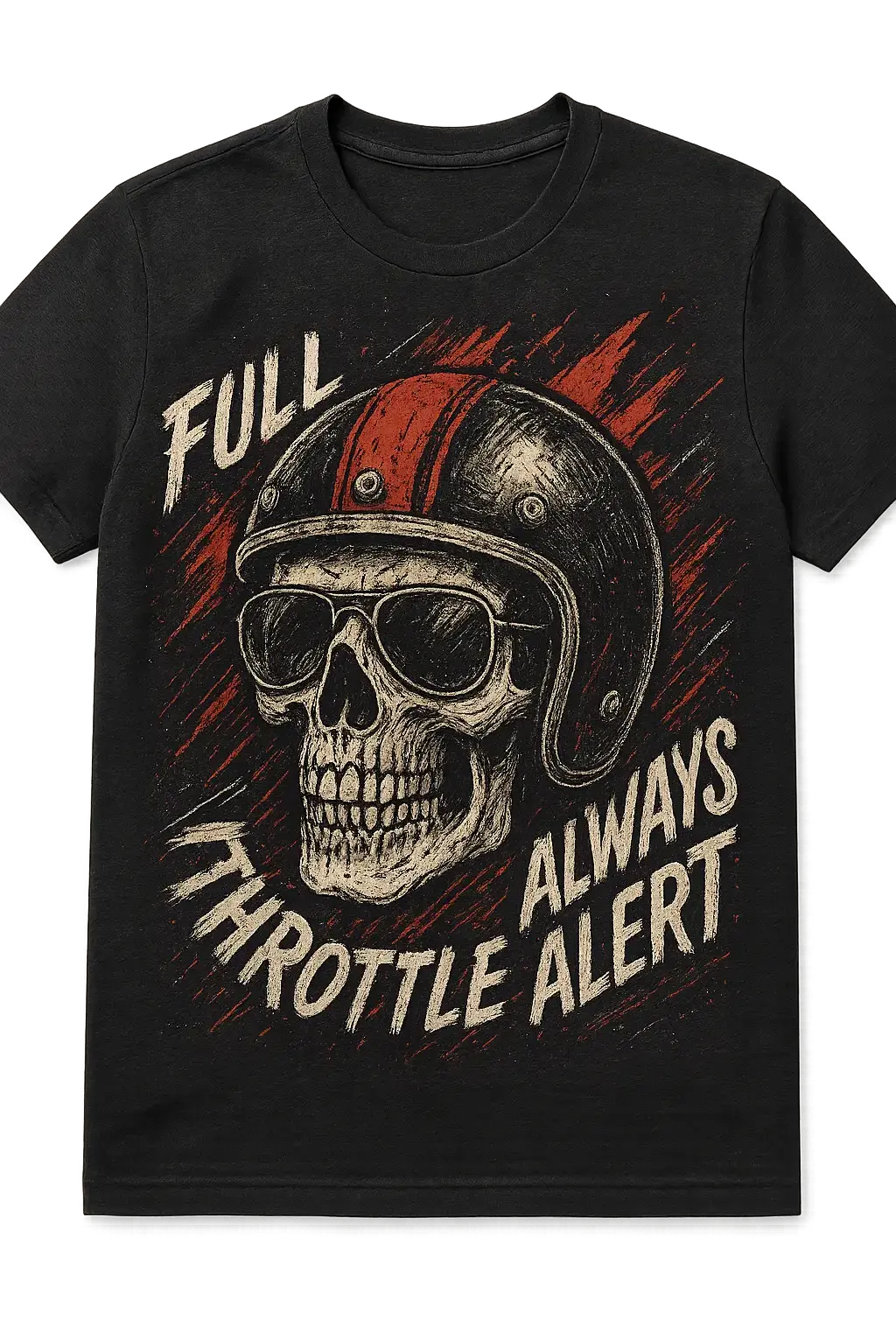 Skull biker design t-shirt template with bold sketch style