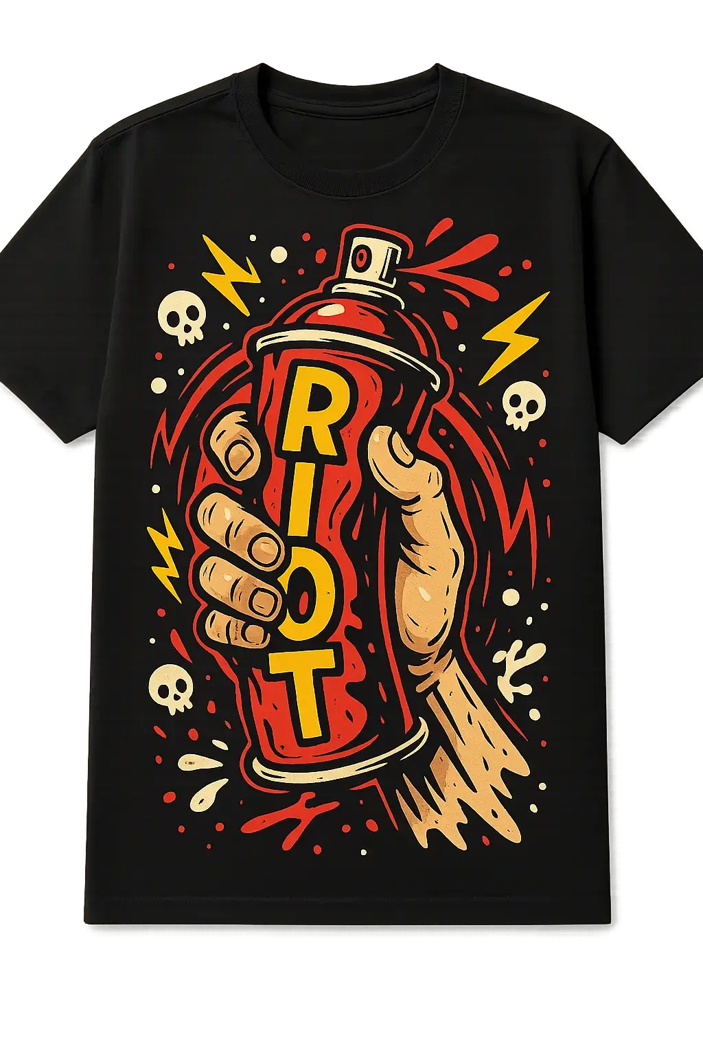 Urban graffiti-style t-shirt template with spray can art