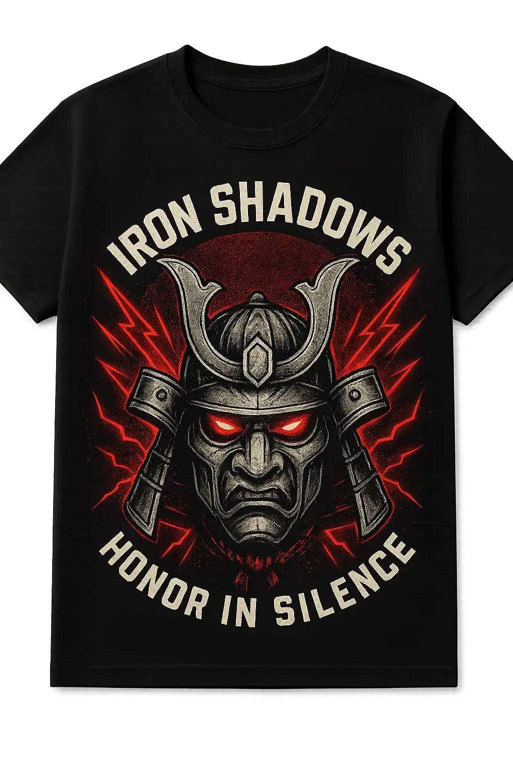 t-shirt template with samurai helmet and bold red glow