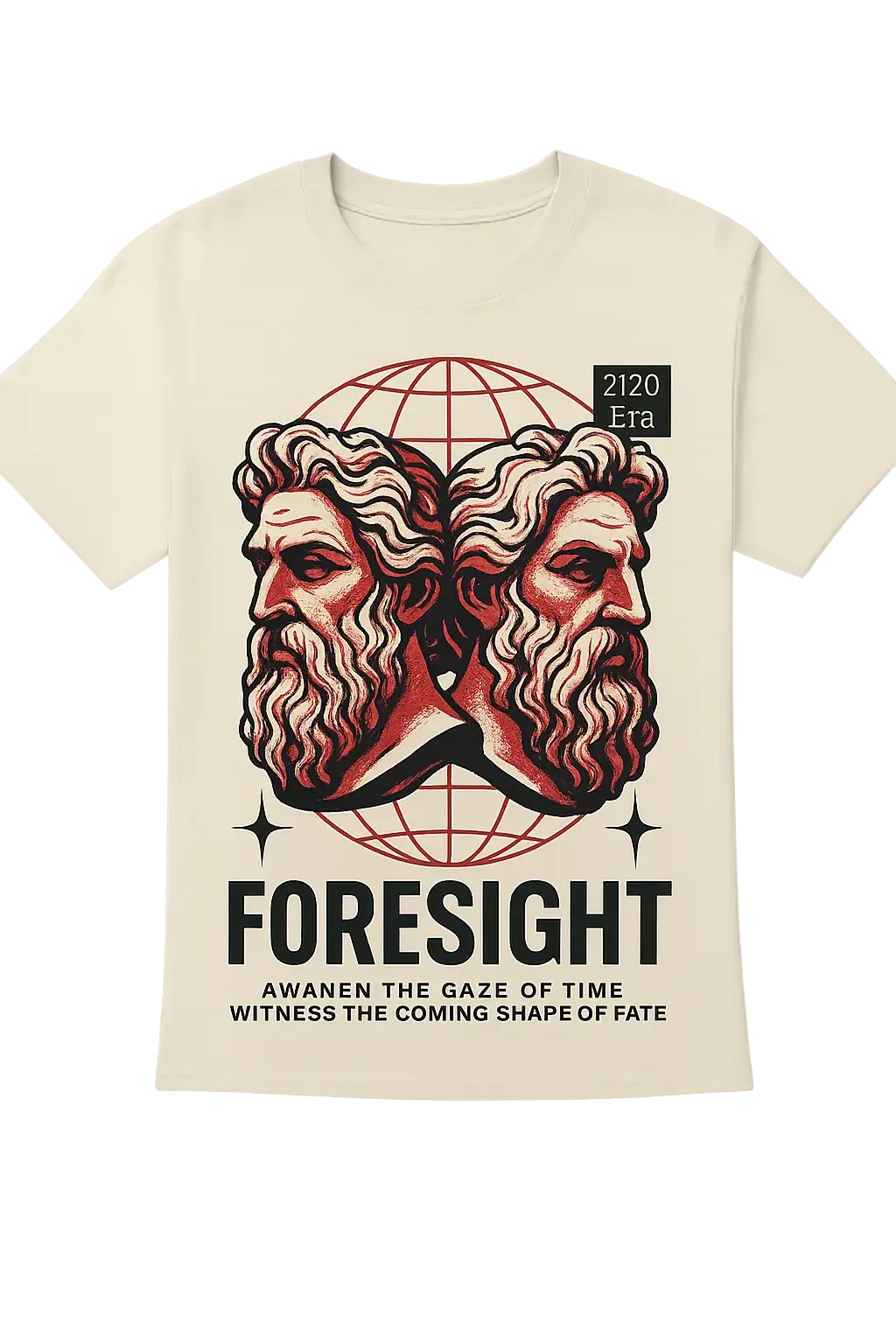 Futuristic bust graphic t-shirt template with bold typography