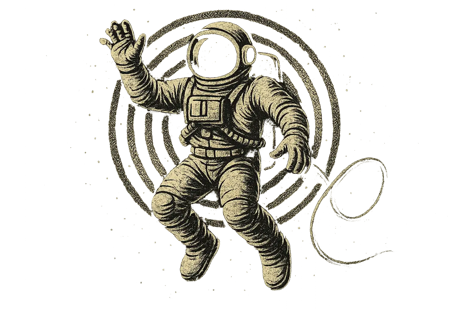 t-shirt template with astronaut helmet and glitch text