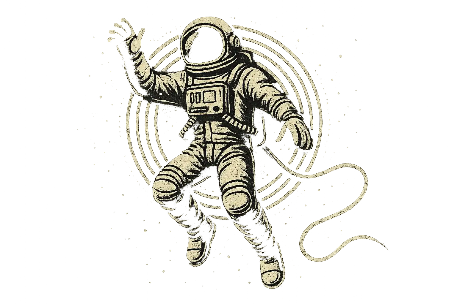 t-shirt template with astronaut helmet and glitch text