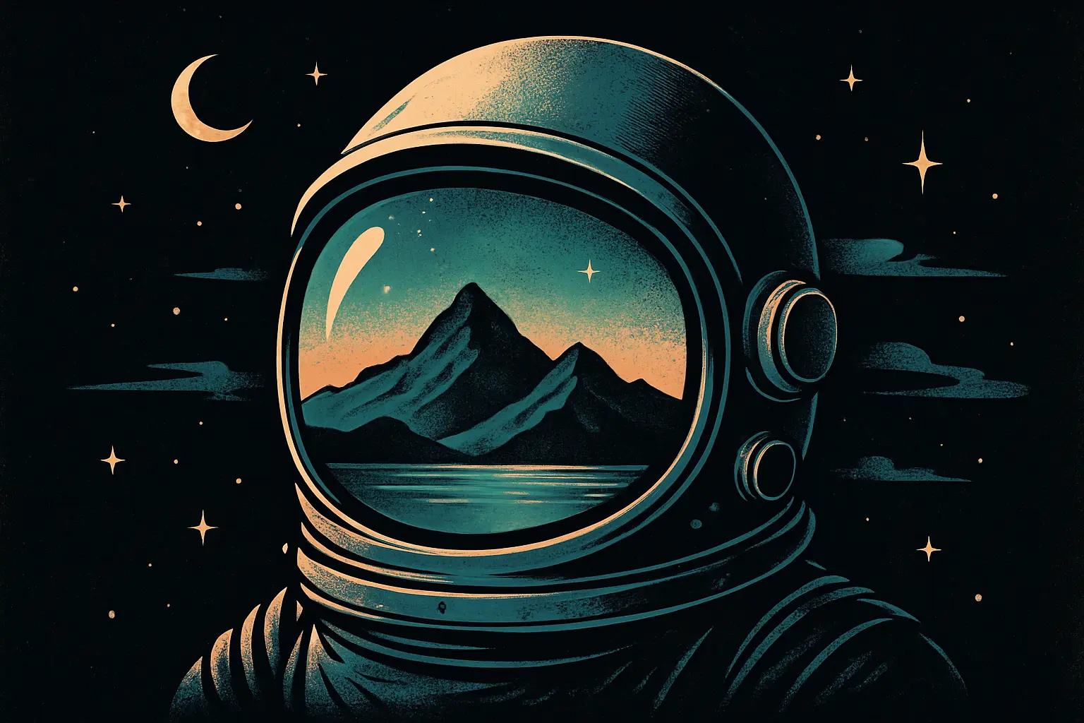 Empowering t-shirt template with hand-drawn typography and celestial elements