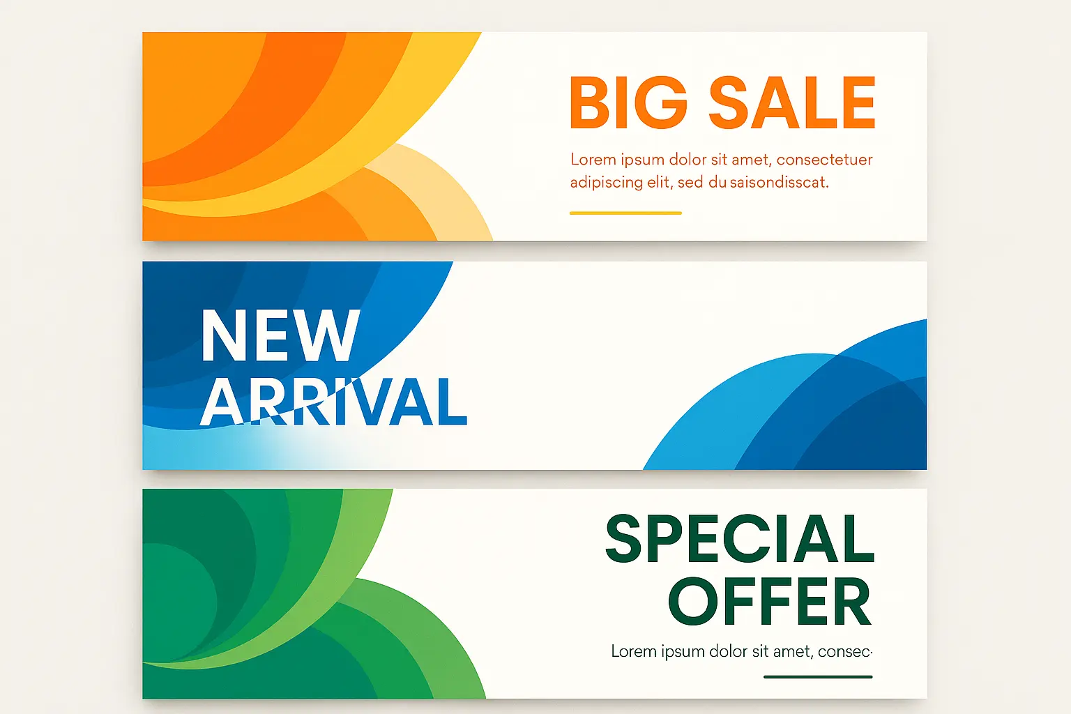 Modern banner template with colorful curved section designs