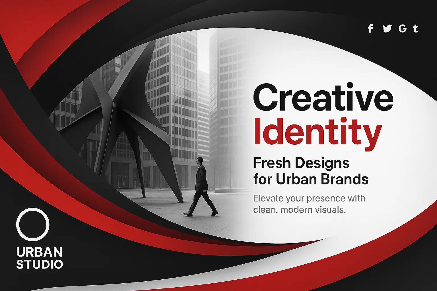 Modern banner template with red and black urban design
