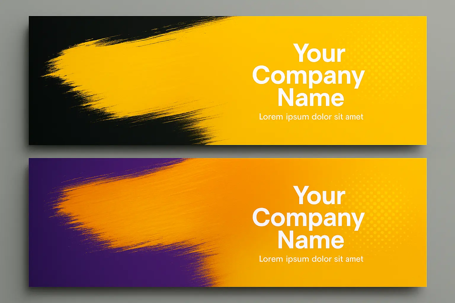 Modern banner template with bold yellow and purple gradients
