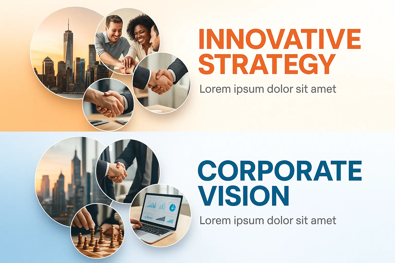 Modern business banner template with photo-collage and gradient background