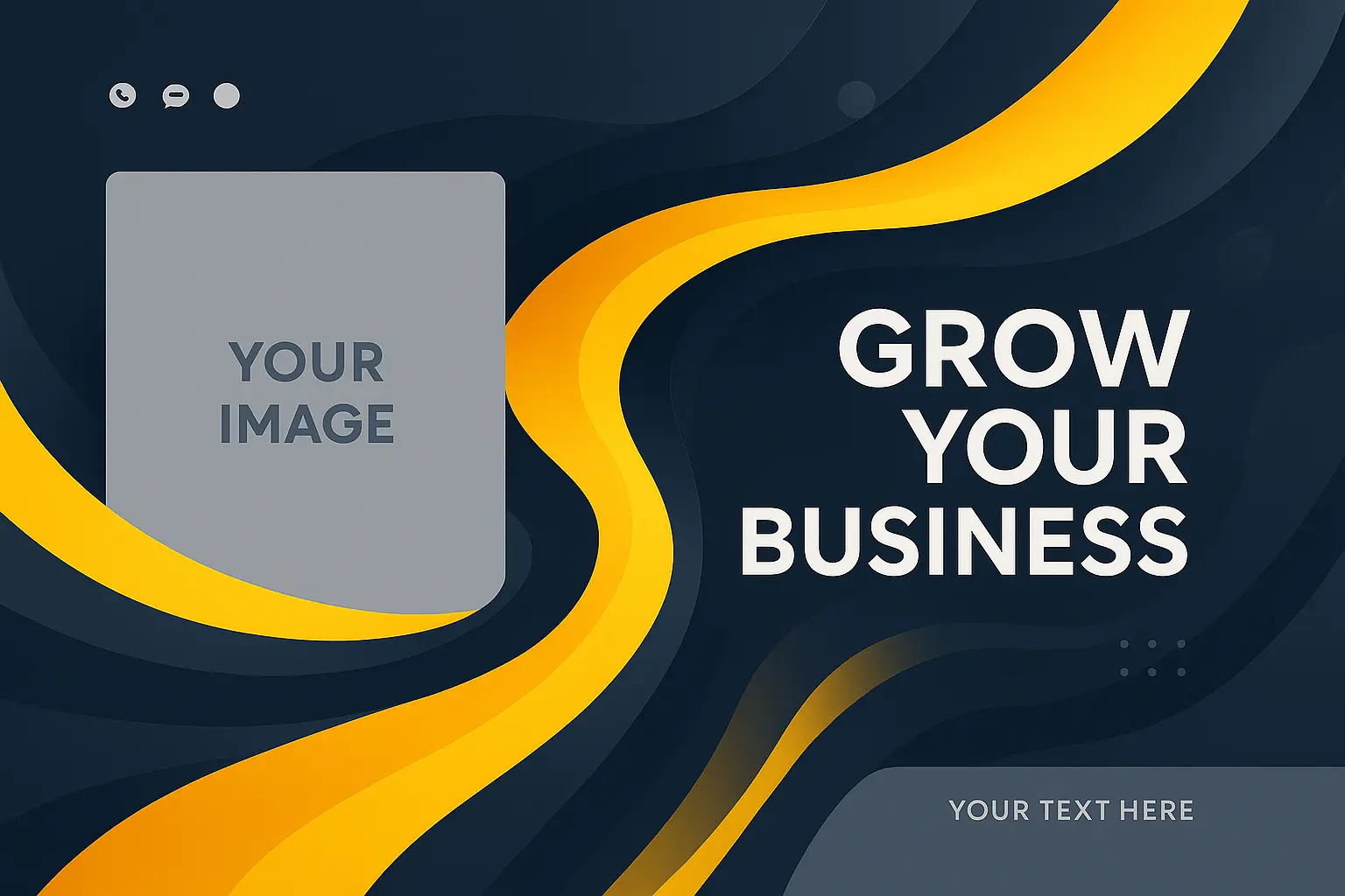Business banner template with yellow and blue wave design