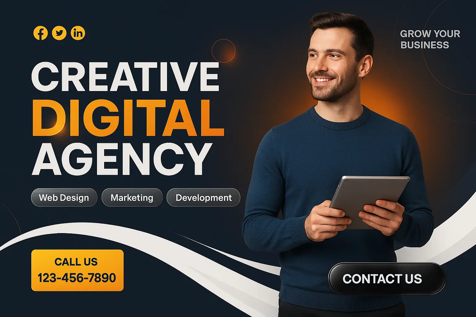 Creative agency banner template with bold modern layout