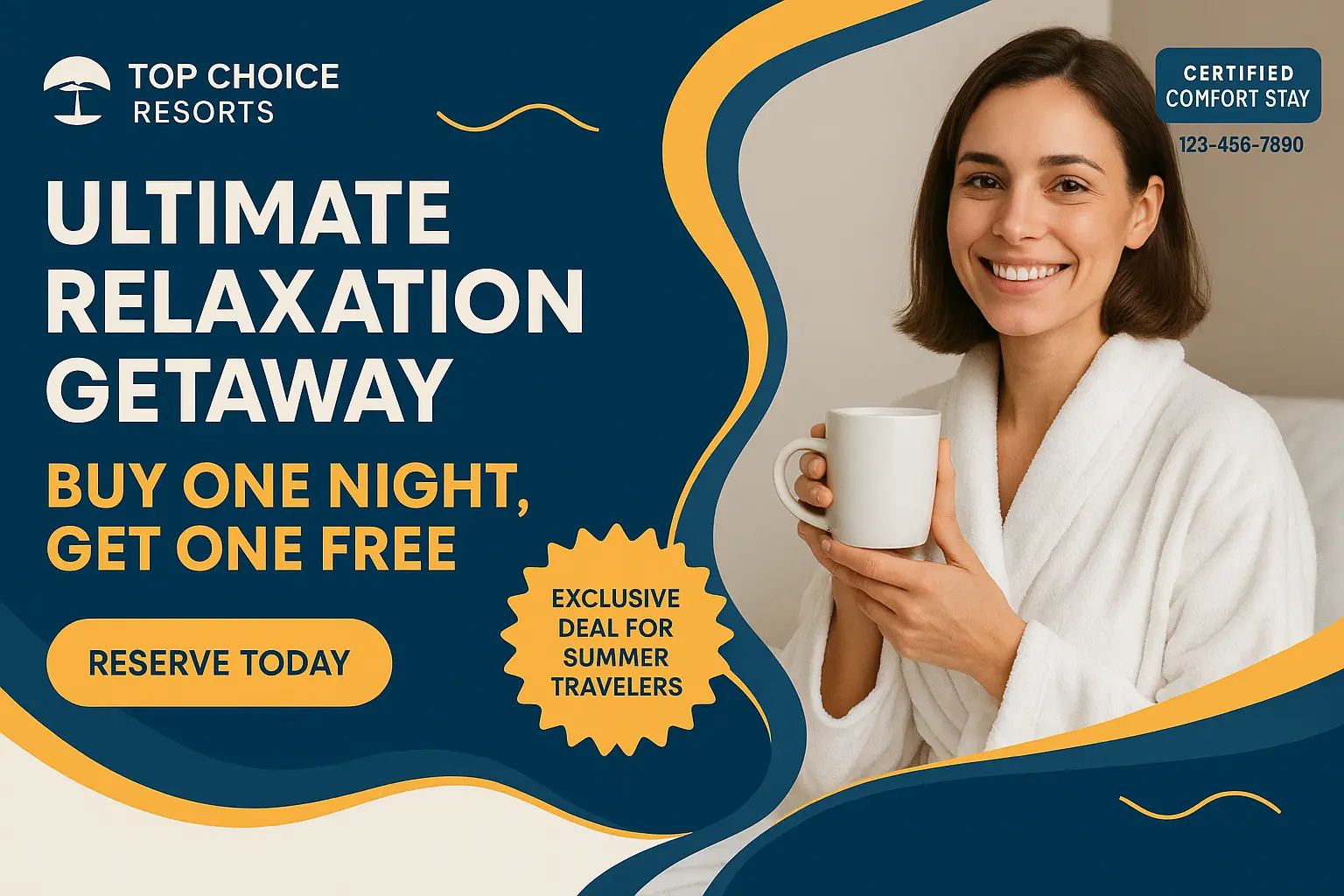 Relaxing hotel banner template with special summer offer