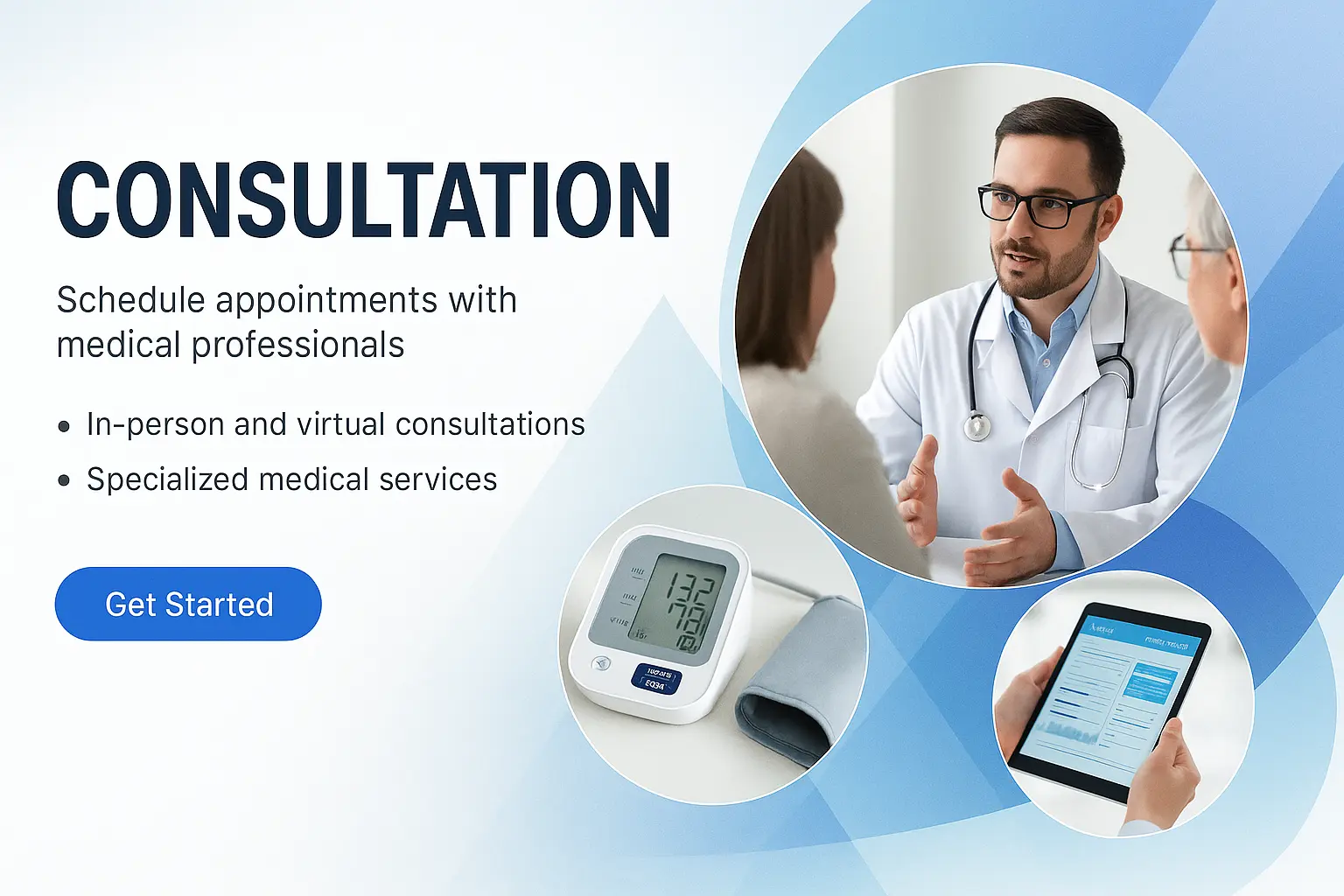 Modern medical services banner template with photo insets