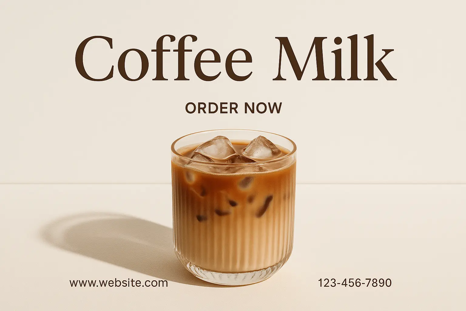 Cold coffee milk banner template with minimalist design