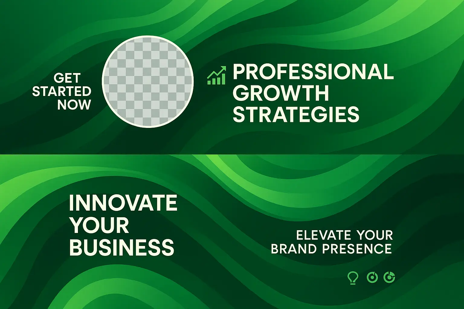Modern green wave banner template with bold business layout
