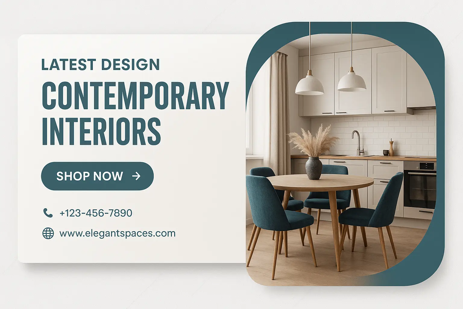 Modern interior design banner template with call-to-action