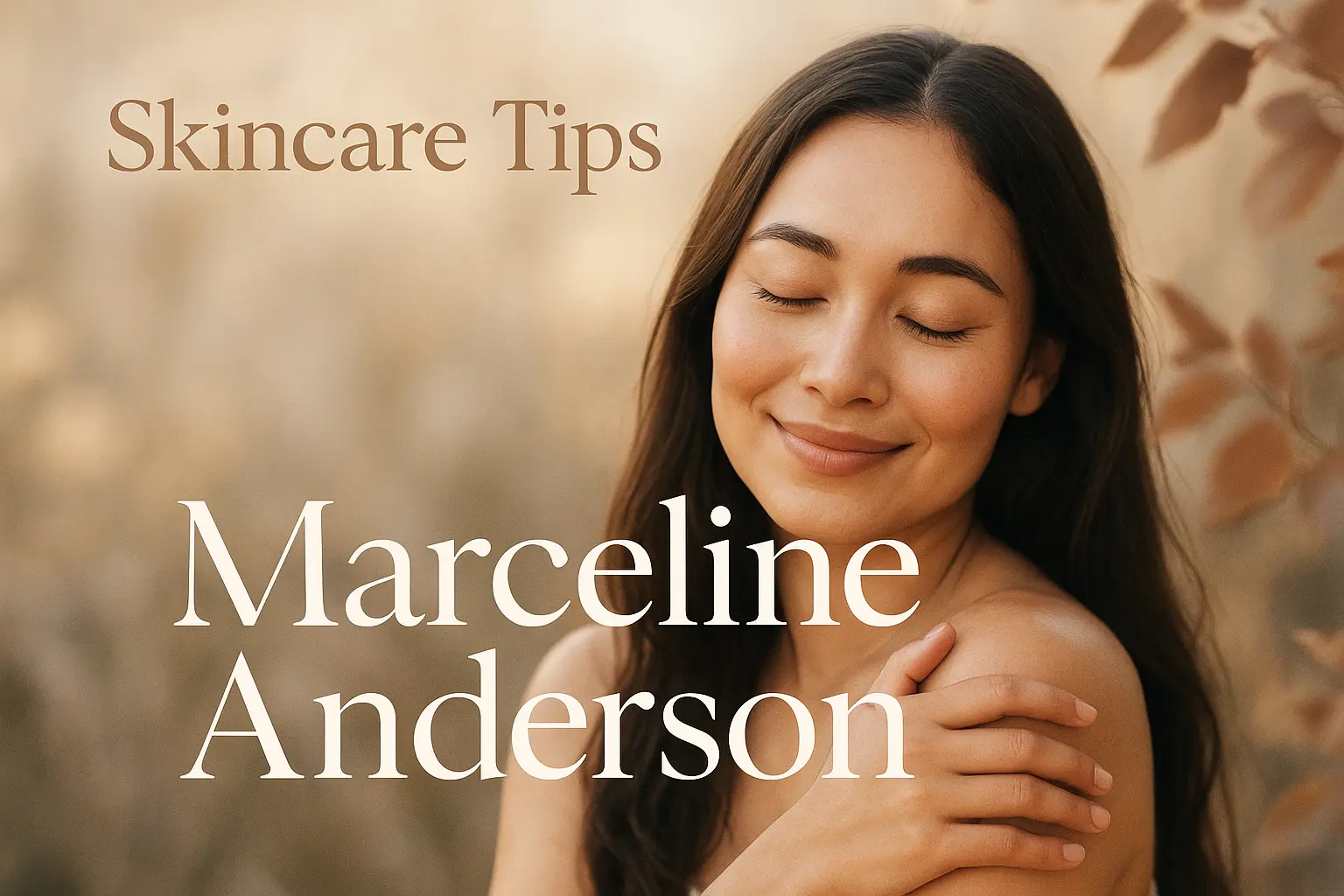 YouTube banner template with a serene woman and skincare tips text