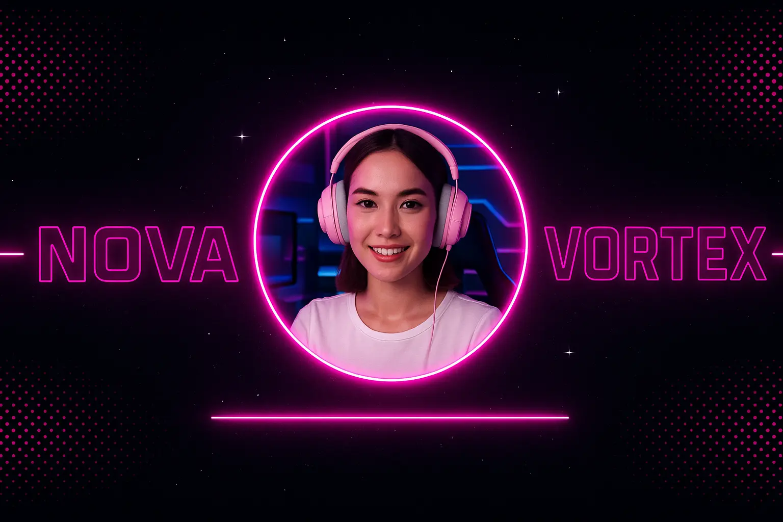 Neon vaporwave youtube banner template with gamer and bold text