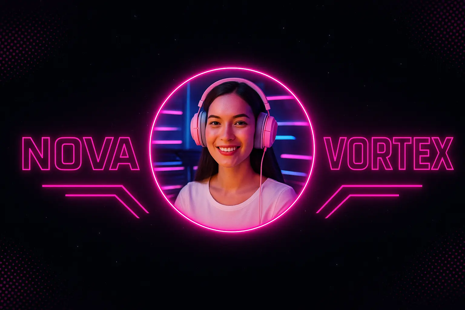 Neon vaporwave youtube banner template with gamer and bold text