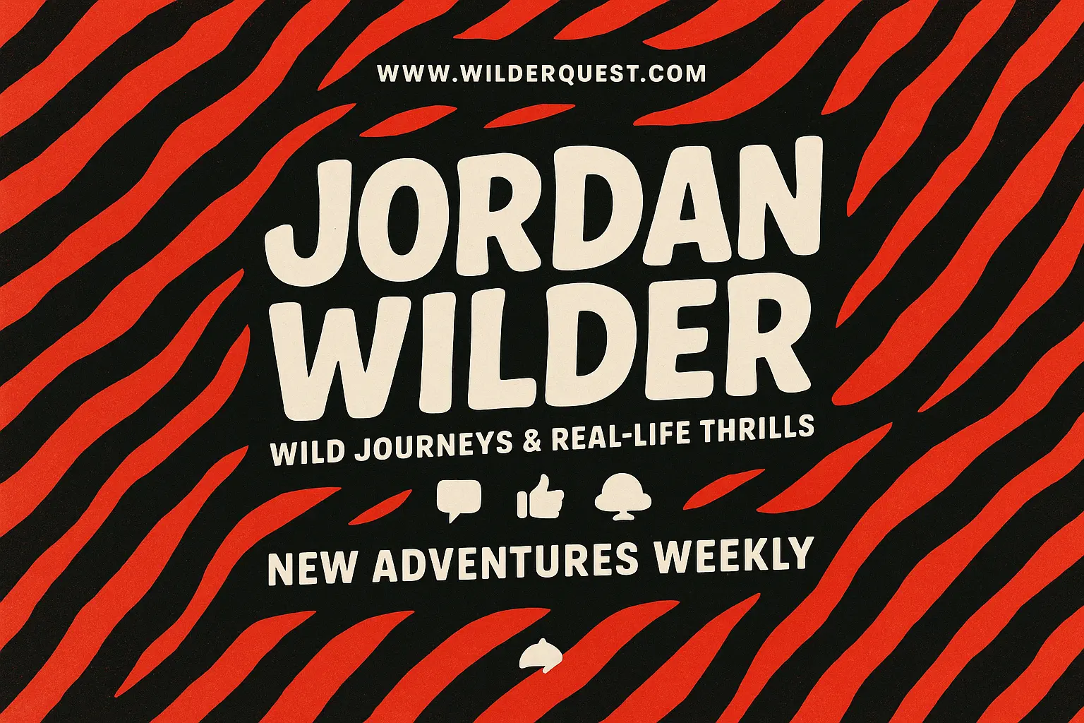 Bold youtube banner template with zebra stripes and adventure text