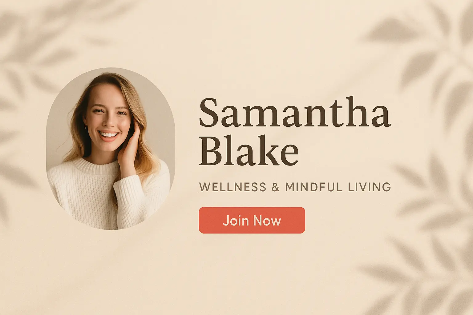 youtube banner template with smiling woman and join button