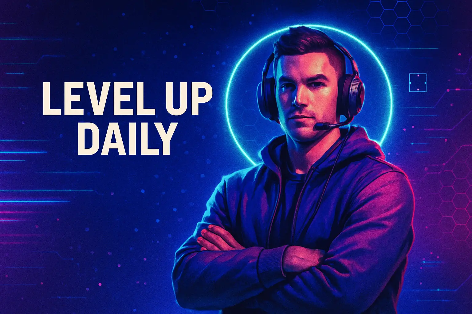 Futuristic youtube banner template with gamer and neon effects