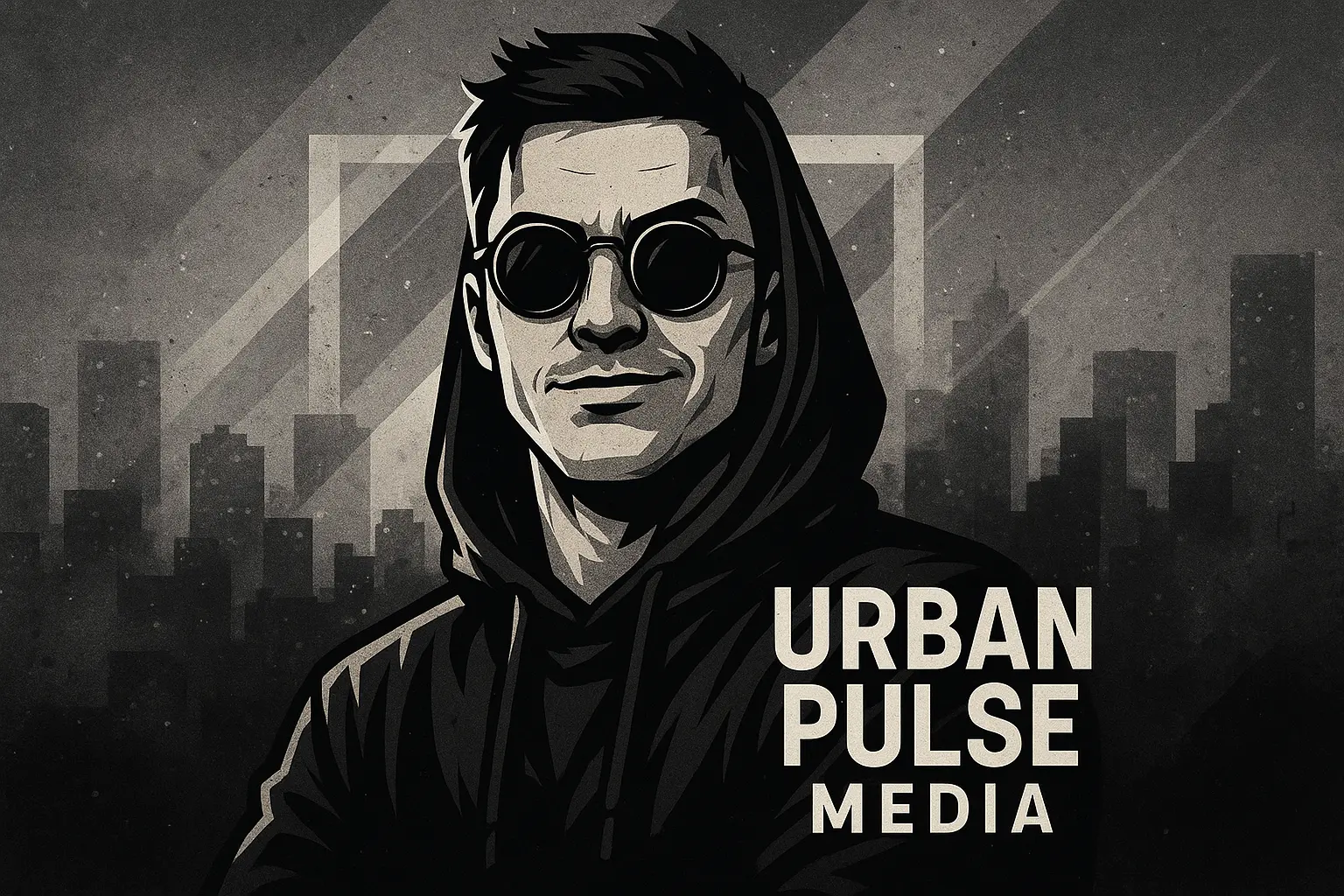 gritty urban youtube banner template with digital portrait