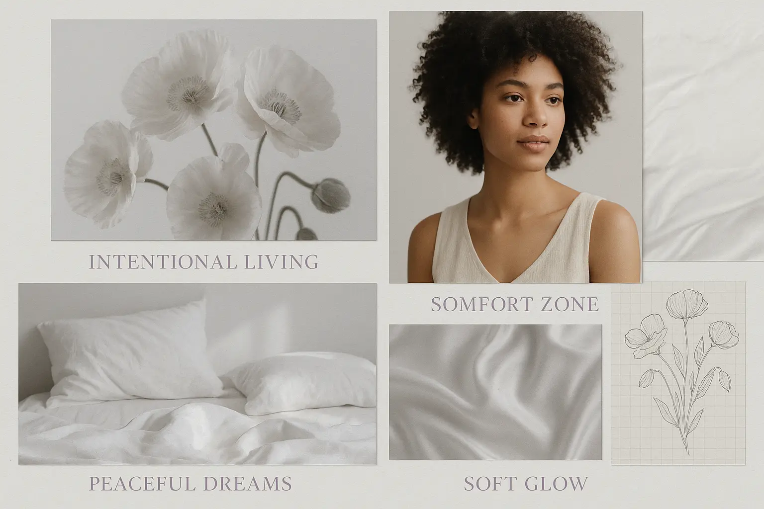 Minimalist moodboard template with soft neutral lifestyle elements