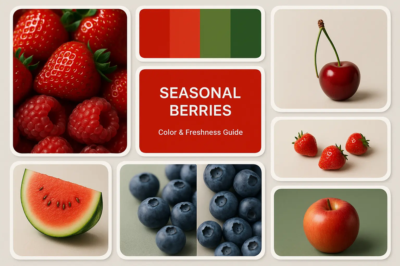 Vibrant summer fruit moodboard template with red color palette