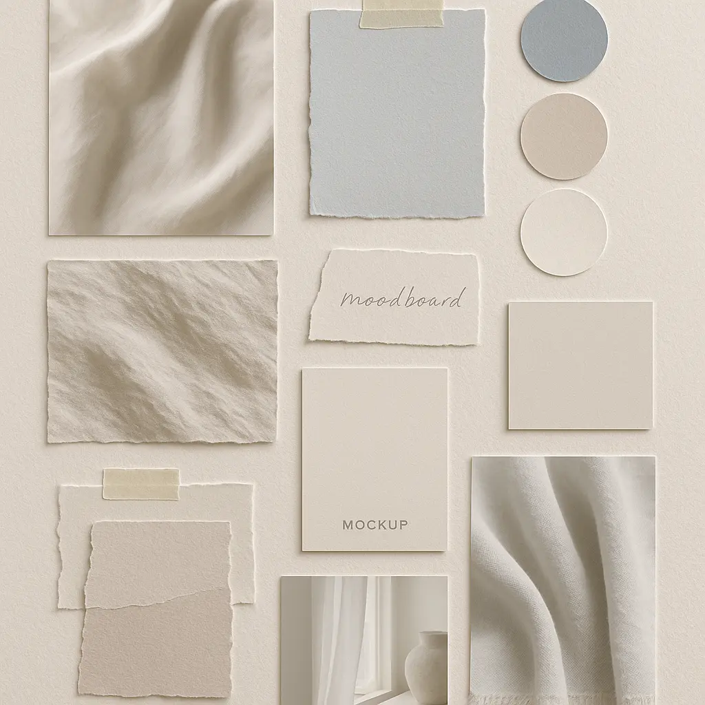 Ethereal pastel moodboard template with layered textures