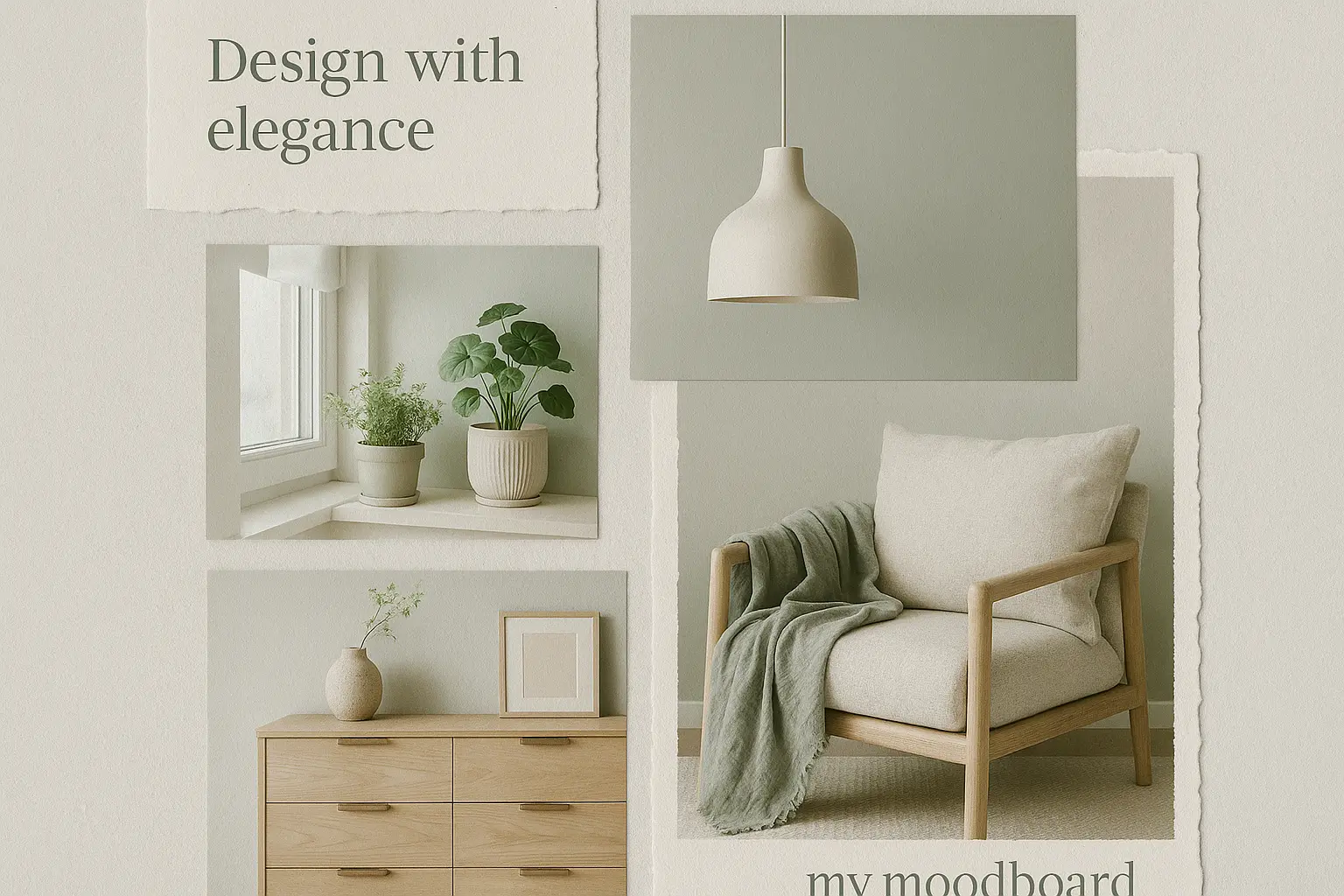 Moodboard template featuring cozy interior design, natural light, and soft color palette.