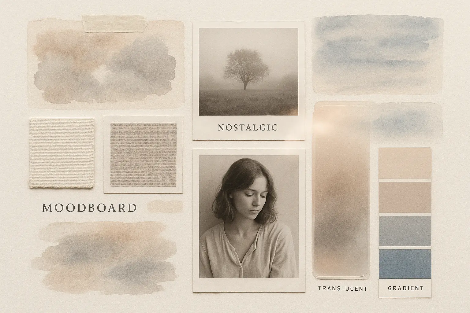 Vintage-inspired moodboard template with muted textures