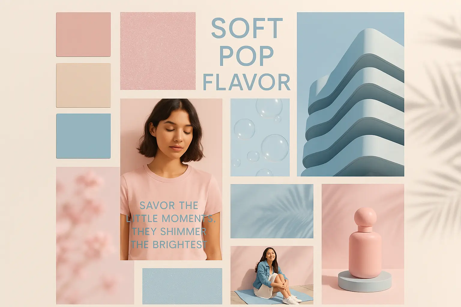 Soft pastel moodboard template with fashion and lifestyle visuals