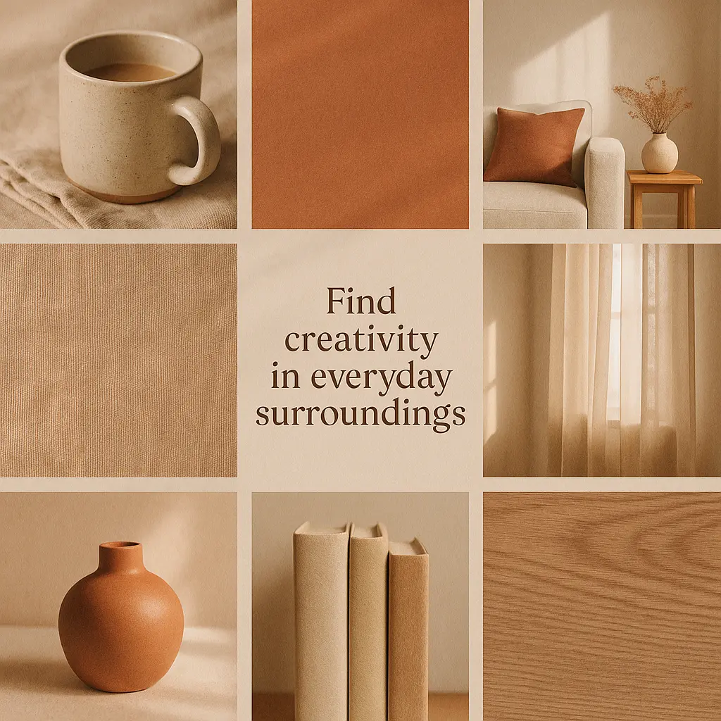 Moodboard template showcasing cozy living space inspiration